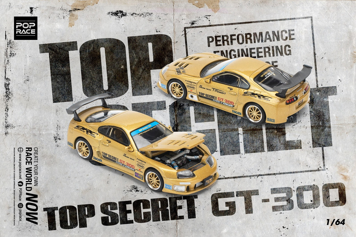 (PREORDER) Pop Race - Top Secret GT300 Toyota Supra (Gold)