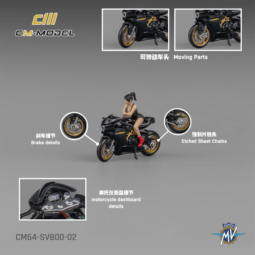 (PREORDER) CM Model MV Agusta SV800 (Black w/showgirl figure)