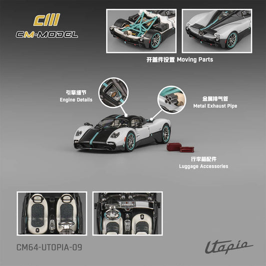 (PREORDER) CM Model Pagani Utopia (Pearl White w/carbon fiber)