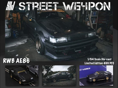 (PREORDER) Street Weapon RWB AE86 Wide-Body (Matte Black/Gold)