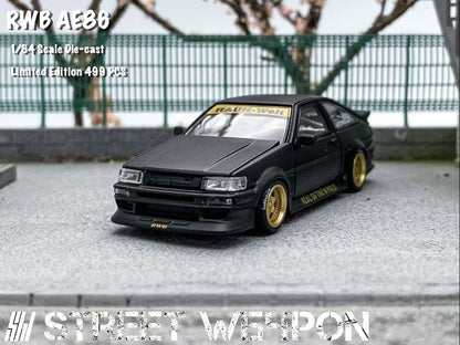 (PREORDER) Street Weapon RWB AE86 Wide-Body (Matte Black/Gold)