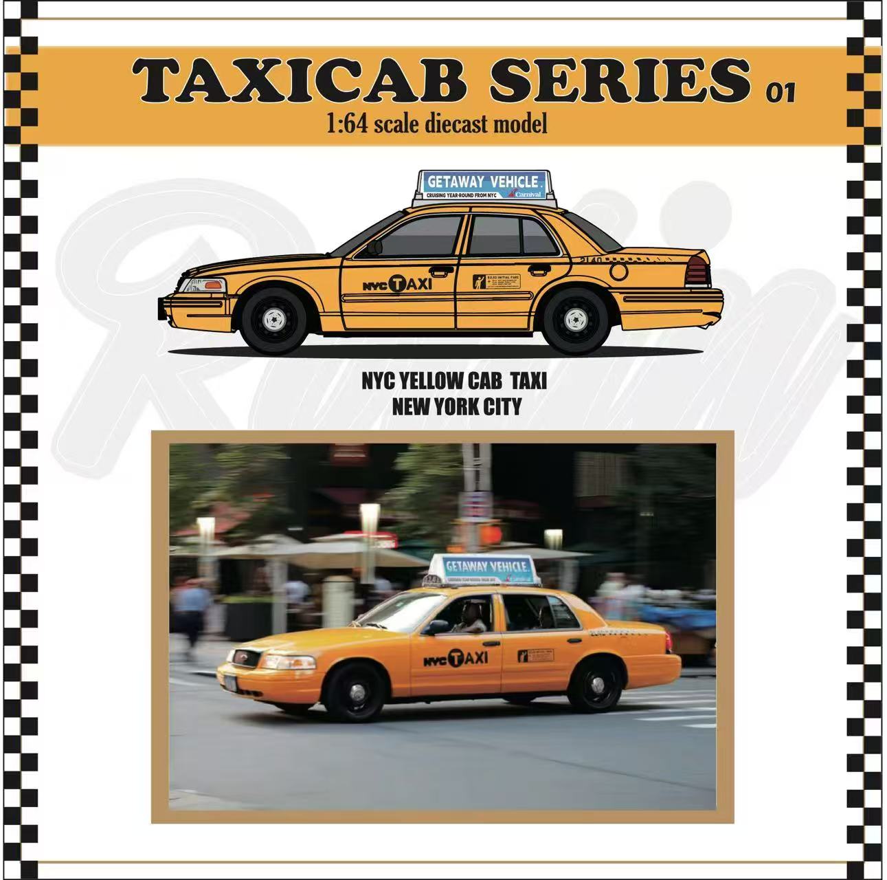 (PREORDER) Rollin' 64 - Crown Victoria (NYC Yellow Taxi Cab-New York City)