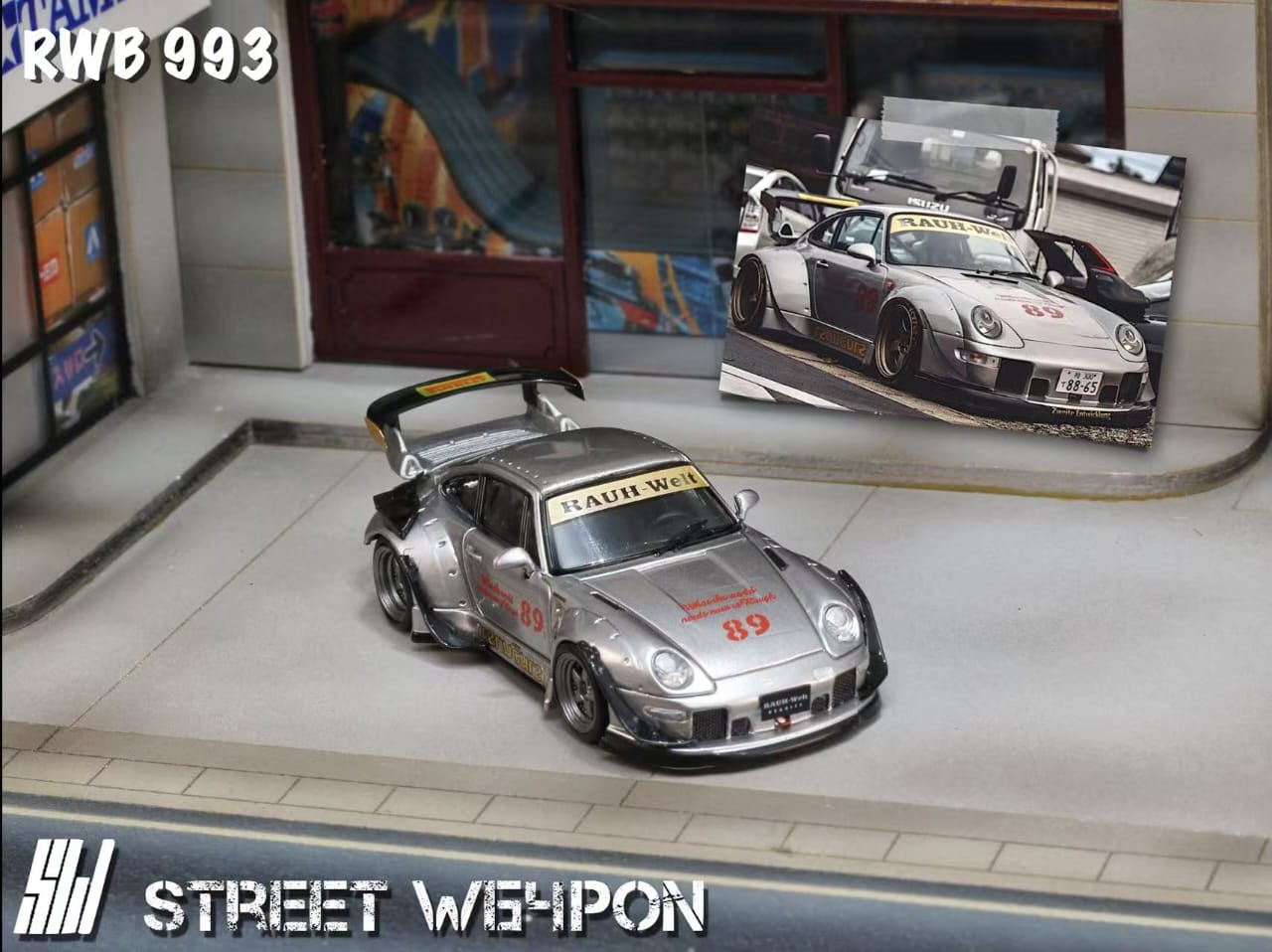 (PREORDER) Street Weapon Porsche RWB 993 Heavenly Double Exhaust Track Livery (Low or High Tail)