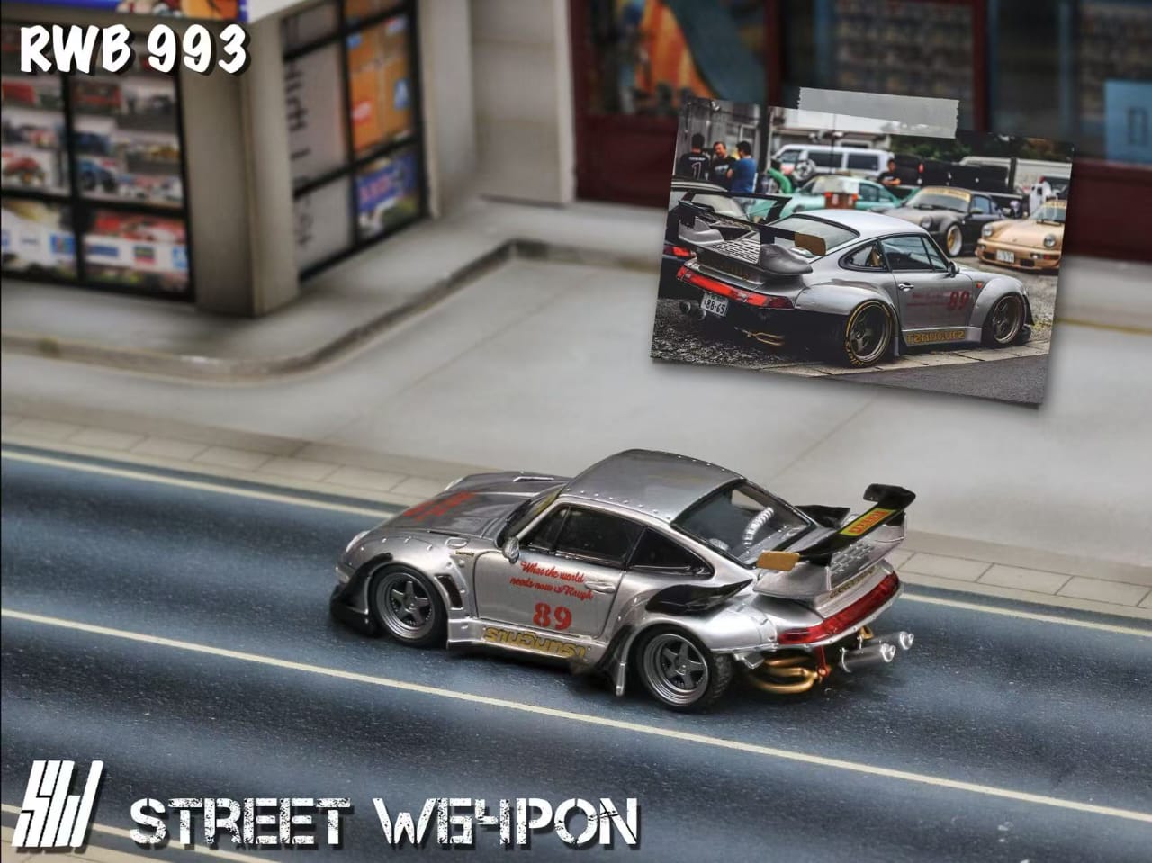 (PREORDER) Street Weapon Porsche RWB 993 Heavenly Double Exhaust Track Livery (Low or High Tail)