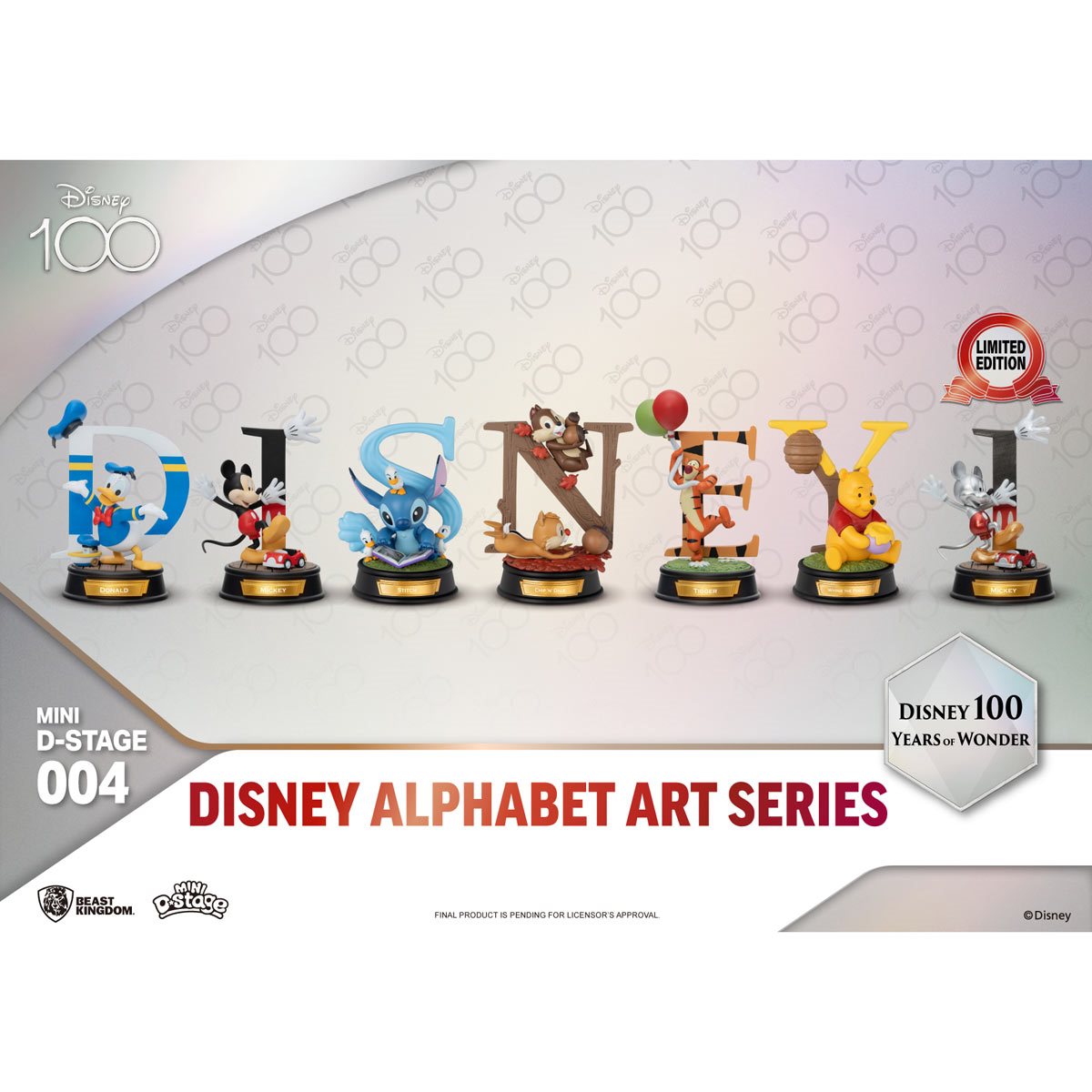 Disney 100 Years of Wonder Mini D-Stage Disney Alphabet Art Blind Box Boîte de 6