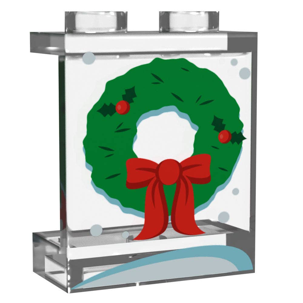 B3 Customs Printed Window LEGO: Window with Christmas Wreath (1x2x2 Panel)