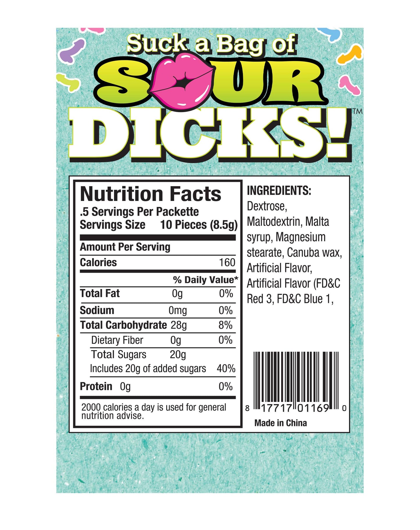 Suck a Bag of Sour Dicks Candy - 3oz Bag