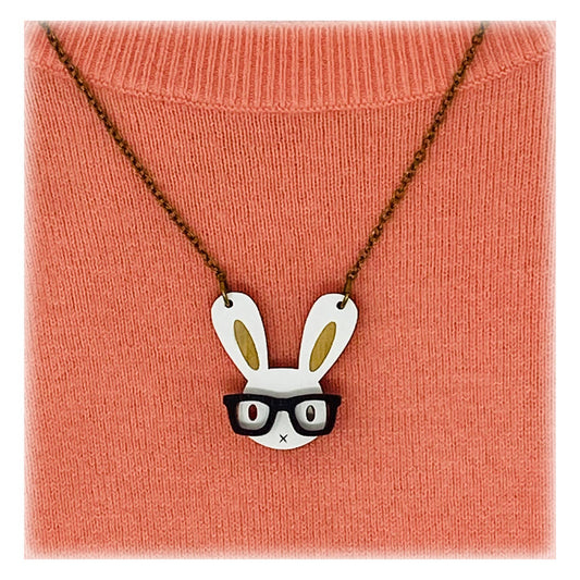 Nerd Bunny Necklace - White