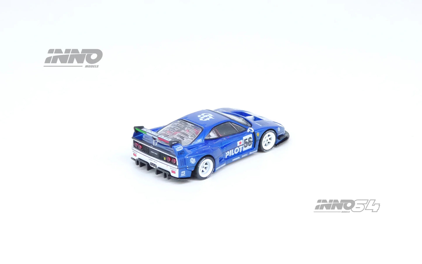 Inno64 - Nissan Silvia (S14) RHD (Volante a la derecha) Azul y morado metalizado con franja amarilla "Tomonori Idekawa's Rocket Bunny Boss"