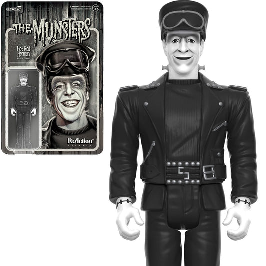 Super7 Munsters Herman Munster Hot Rod (escala de grises) - Figura de reacción a escala de 3,75 pulgadas 