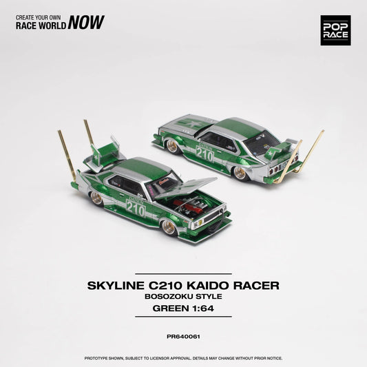 Pop Race Nissan Skyline C210 Kaido Racer Bosozoku Style (Silver/Green)