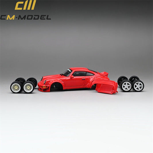 CM Model - RWB Porsche 964 Widebody w/extra wheels & spoiler (Red)