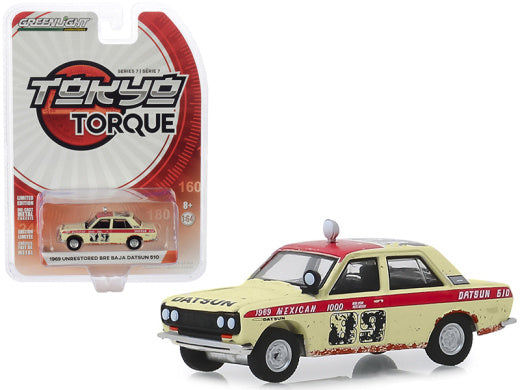 Greenlight - Tokyo Torque Series 7 - 1969 Datsun 510 4-Door Sedan #89 Peter Brock "Brock Racing Enterprises" (BRE) Mexican 1000 Rally (1969) (Unrestored)