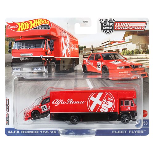 HotWheels Premium Car Culture Team Transport #53 Alfa Romeo 155 V6 Ti & Fleet Flyer