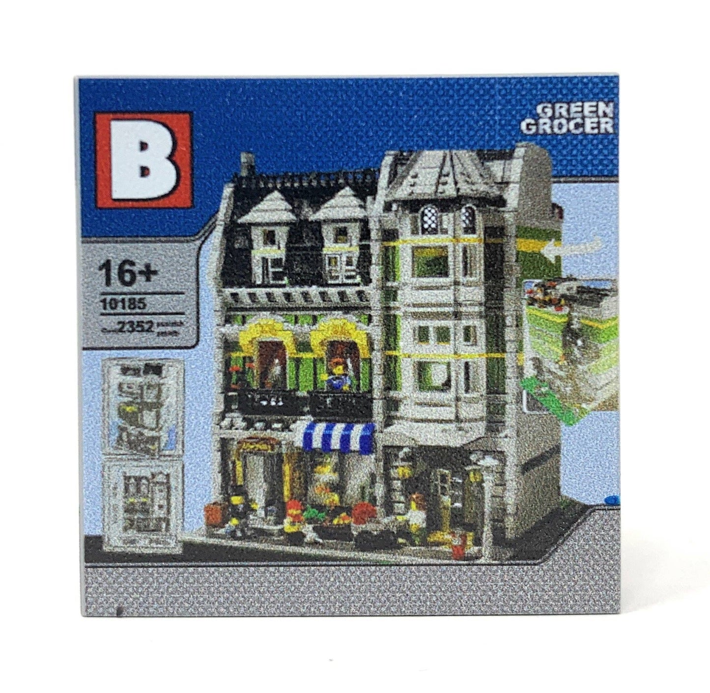 B3 Customs® Juego de báscula modular de minifigura Green Grocer (azulejos 4x4)