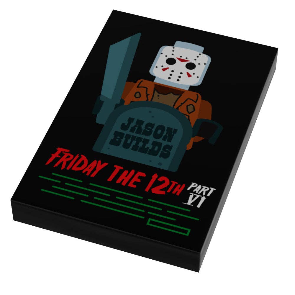 B3 Customs® - Friday the 12th Part VI: Jason Builds Movie Tile Cover (2x3 Tile) - Custom LEGO Tile