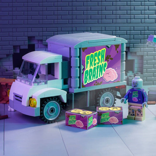 B3 Customs® - Fresh Brains Zombie Delivery Truck w/ Custom LEGO Minifigure