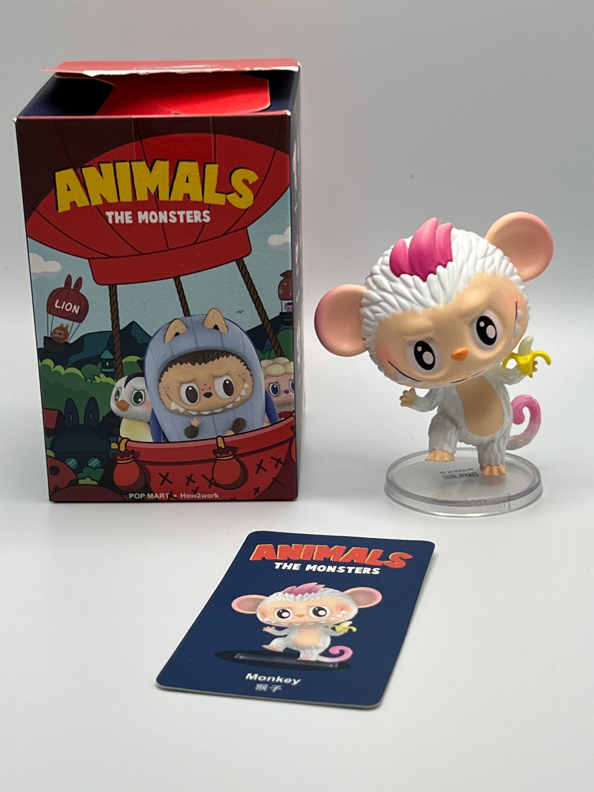 POP MART x HOW2WORK Labubu The Monsters Animals Monkey Mini Figure Art Toy  Gift