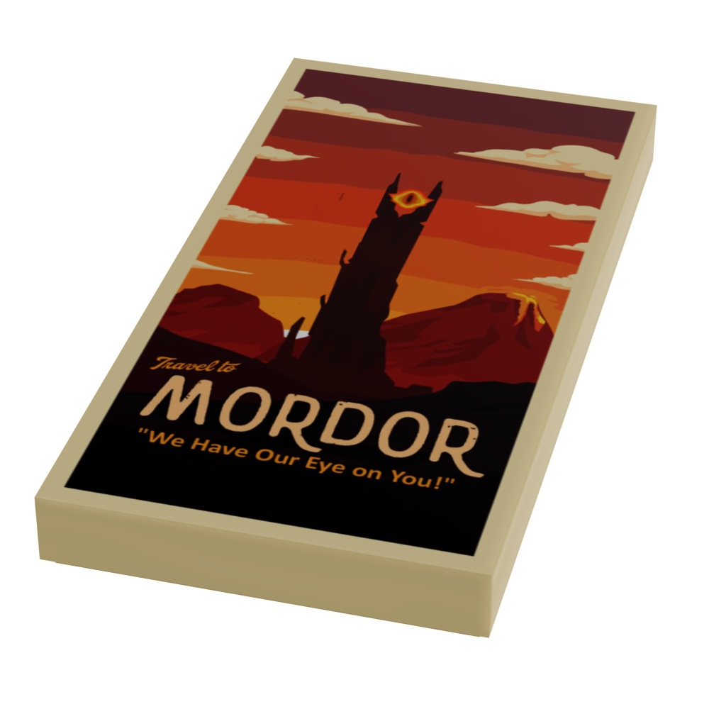 B3 Customs® - Visit Mordor Travel Poster (2x4 Tile) - Custom LEGO Tile