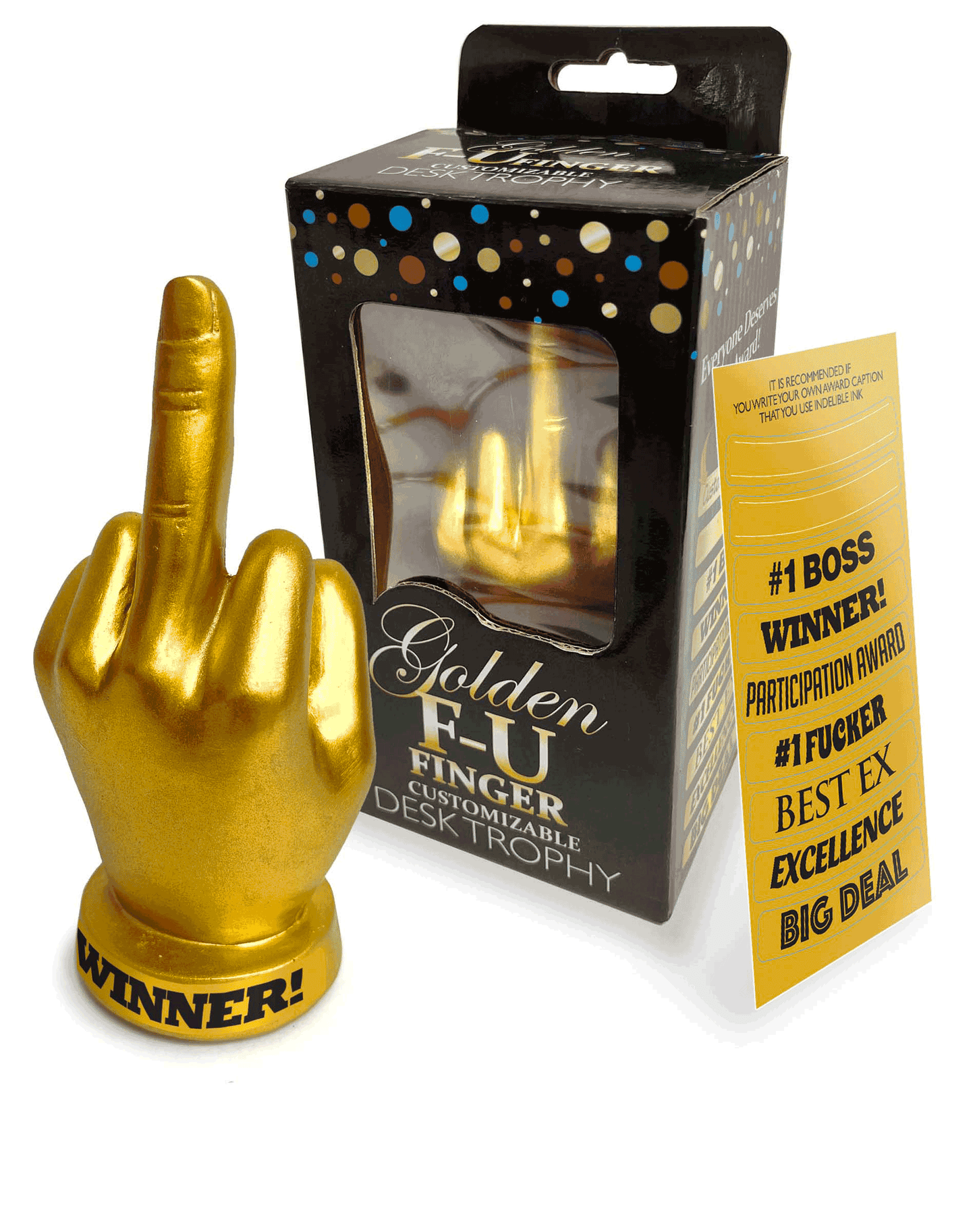 Golden FU Finger Trophy (Customizable)